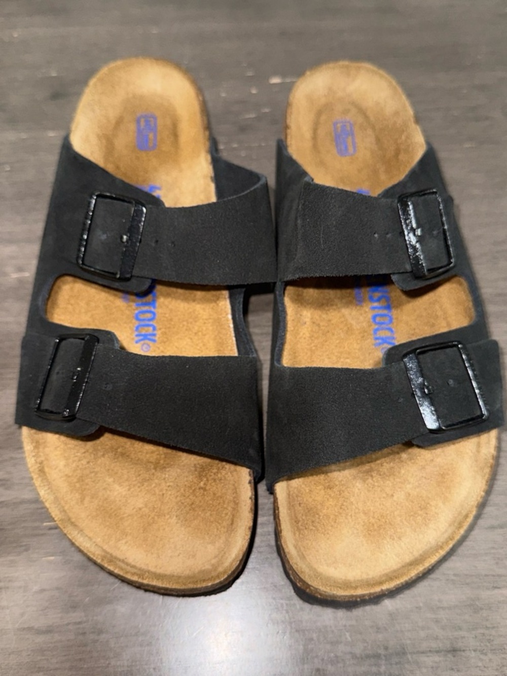 Birkenstock Kids Black Double-Strap Cork Footbed Sandals